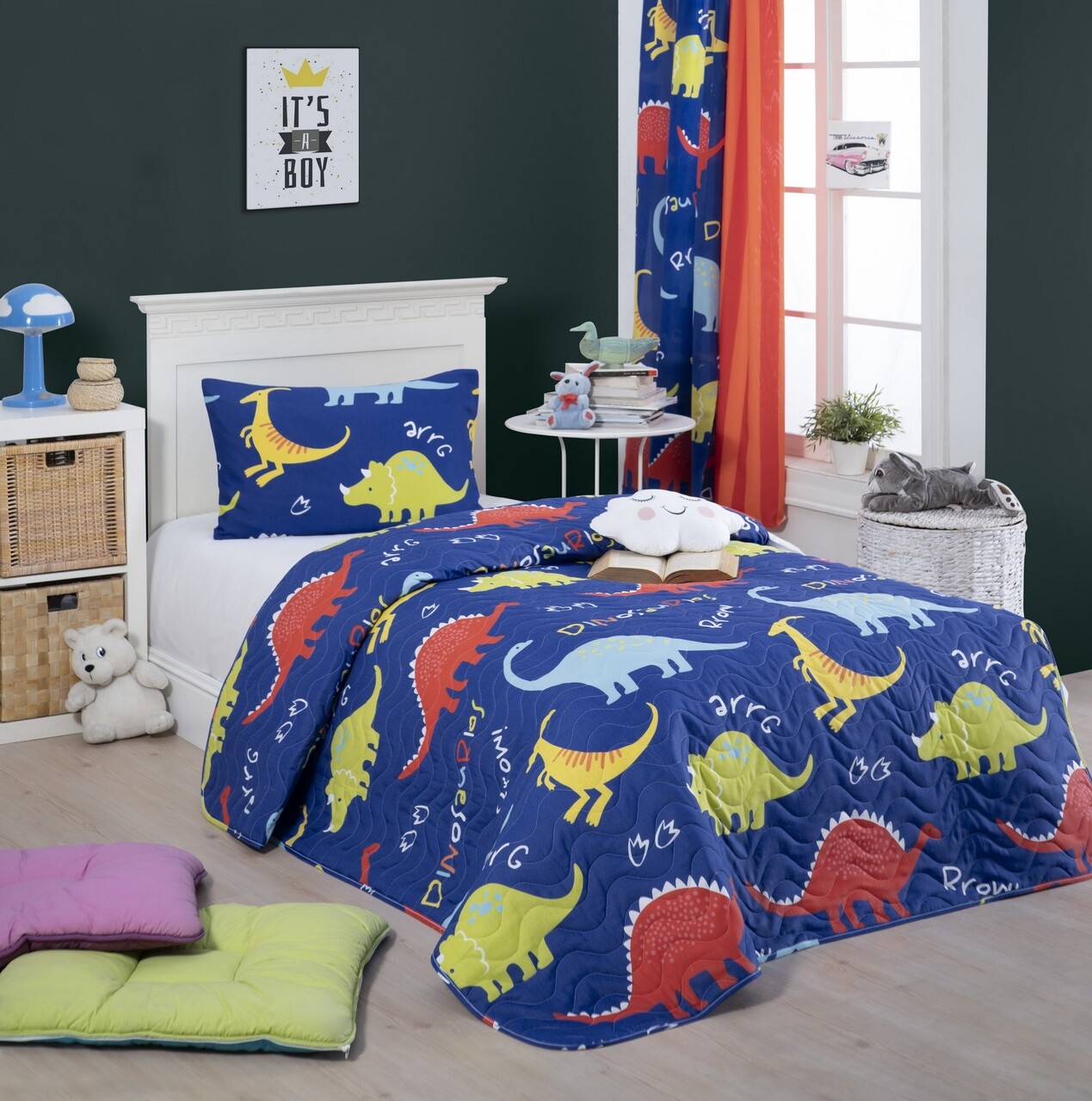 Cuvertura matlasata single XL, Eponj Home, Dinazorus 143EPJ77510, 150x200 cm,amestec bumbac, multicolor - imagine 3